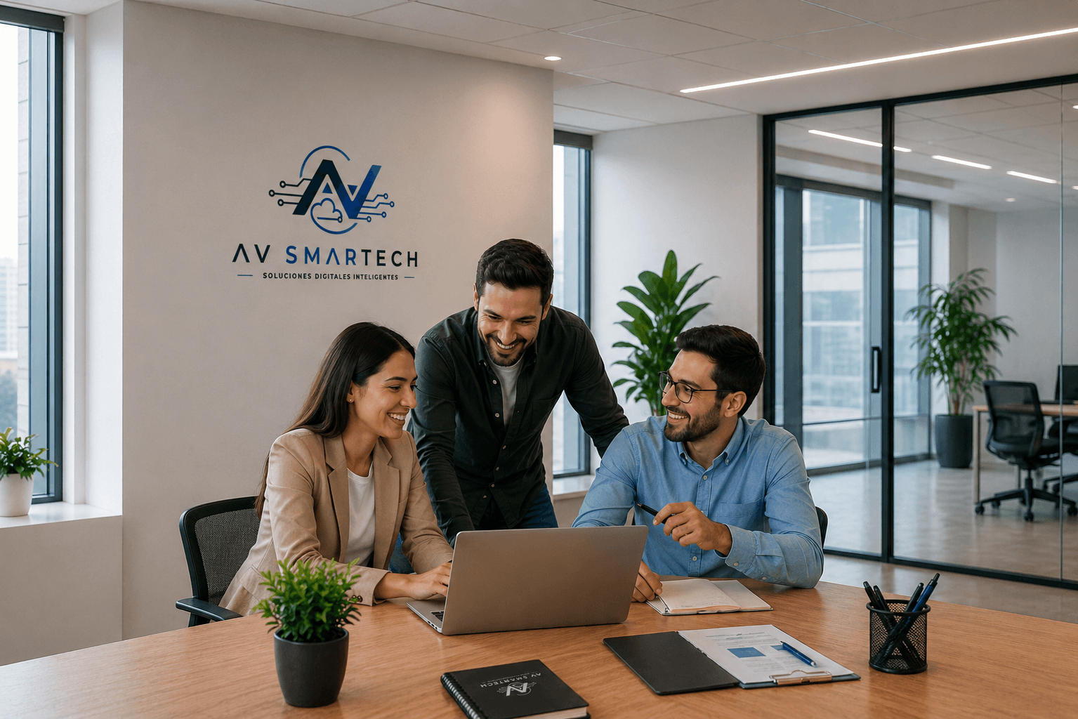 Empresa moderna trabajando con sistemas digitales
